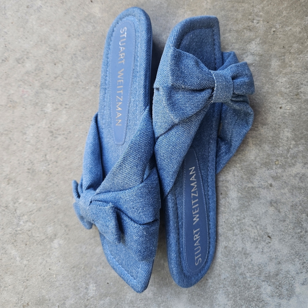 NWT Stuart Weitzman Denim Blue Bow Sandals, sz 8